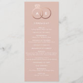 Moderne Roos Gold Rings Custom Wedding Program Programmakaart (Voorkant)