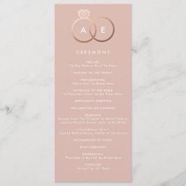 Moderne Roos Gold Rings Custom Wedding Program Programmakaart