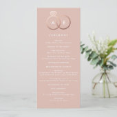 Moderne Roos Gold Rings Custom Wedding Program Programmakaart (Staand voorkant)