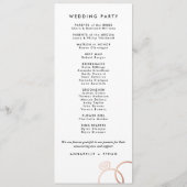 Moderne Roos Gold Rings Custom Wedding Program Programmakaart (Achterkant)