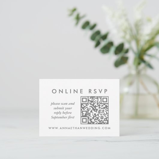 Moderne Roos Gold Rings Wedding Online QR Code RSV Informatiekaartje (Staand voorkant)