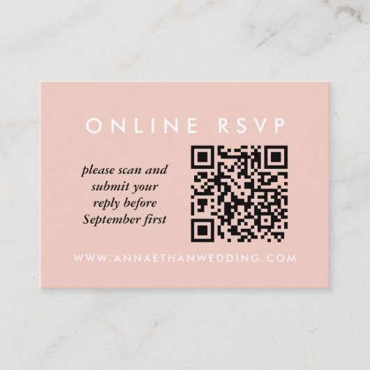 Moderne Roos Gold Rings Wedding Online QR Code RSV Informatiekaartje (Voorkant)