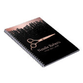 Moderne Roos Gold Scissor Black Glitter Notitieboek (Rechterzijde)