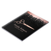 Moderne Roos Gold Scissor Black Glitter Notitieboek (Linkerzijde)