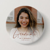 Moderne Roos Gold Script Afstuderen Foto Ronde Button 7,6 Cm (Voorkant)