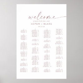 Moderne Roos Gold Script Alfabetical Seating Chart Poster