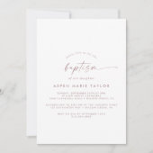 Moderne Roos Gold Script Baptism-uitnodiging Kaart (Voorkant)
