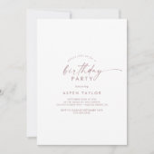 Moderne Roos Gold Script Birthday Party Kaart (Voorkant)
