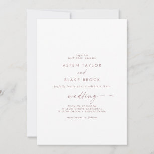 Moderne Roos Gold Script Couple & Parents Wedding Kaart