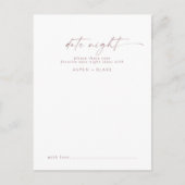 Moderne Roos Gold Script Date Night Idee Advieskaart (Voorkant)