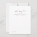 Moderne Roos Gold Script Date Night Idee Advieskaart<br><div class="desc">Deze moderne roos gouden script datums nachtkaartjes zijn de perfecte activiteit voor een minimalistische trouwreceptie of een minimaal vrijgezellenfeest. Het eenvoudige, roze roze roze goudkleurontwerp is voorzien van een unieke industriële lettertypografie met een moderne boho-stijl. in elke kleur. Houd het ontwerp minimaal en elegant, zoals het is, of personaliseer het...</div>