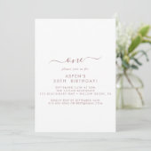Moderne Roos Gold Script First Birthday Party Kaart (Staand voorkant)
