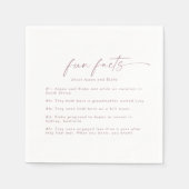 Moderne Roos Gold Script Fun Facts Wedding Napkins Servet (Voorkant)