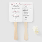 Moderne Roos Gold Script minimal Wedding Program Handwaaier (Voorkant en achterkant)