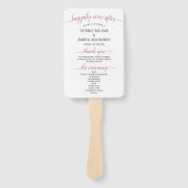 Moderne Roos Gold Script minimal Wedding Program Handwaaier (Voorkant)