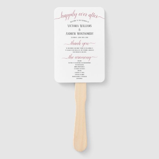 Moderne Roos Gold Script minimal Wedding Program Handwaaier (Voorkant)