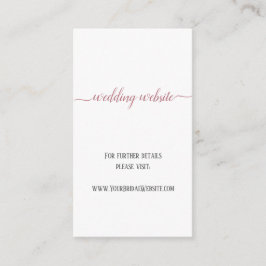 Moderne Roos Gold Script Minimal Wedding Website Informatiekaartje
