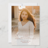 Moderne Roos Gold Script Photo Graduparty Kaart (Achterkant)