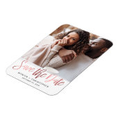 Moderne Roos Gold Script Photo Save the Date Magneet (Linkerzijde)