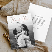 Moderne Roos Gold Script Photo Wedding Bedankkaart