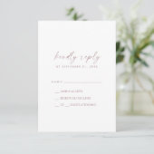 Moderne Roos Gold Script Simple RSVP-kaart RSVP Kaartje (Staand voorkant)