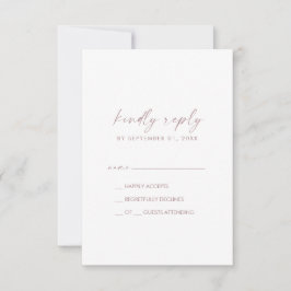 Moderne Roos Gold Script Simple RSVP-kaart RSVP Kaartje