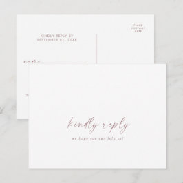 Moderne Roos Gold Script Song Request RSVP Briefka Uitnodiging Briefkaart