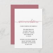 Moderne Roos Gold Script Wedding Accommodations Informatiekaartje (Voorkant / Achterkant)