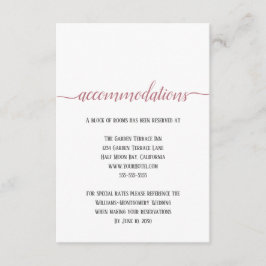 Moderne Roos Gold Script Wedding Accommodations Informatiekaartje