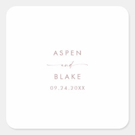 Moderne Roos Gold Script Wedding Envelope-zegels Vierkante Sticker