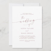 Moderne Roos Gold Script Wedding Invitation Kaart (Voorkant)