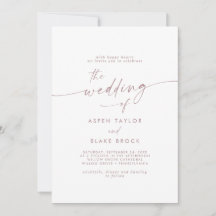 Moderne Roos Gold Script Wedding Invitation