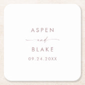Moderne Roos Gold Script Wedding Kartonnen Onderzetters (Voorkant)