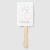 Moderne Roos Gold Script Wedding Program Handwaaier (Voorkant)