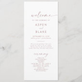 Moderne Roos Gold Script Wedding Program Programmakaart (Voorkant)