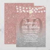 Moderne Roos Gold & Silver Glitter 60e verjaardag Kaart (Voorkant / Achterkant)