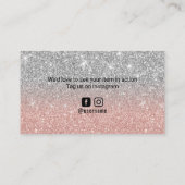 Moderne Roos Gold Silver Glitter Business Hartelij Visitekaartje (Achterkant)