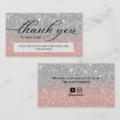 Moderne Roos Gold Silver Glitter Business Hartelij Visitekaartje (Voorkant / Achterkant)