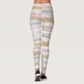 Moderne Roos Gold Silver Glitter Strokes Stripes Leggings (Achterkant)