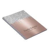 Moderne Roos Gold Silver Glitter zorgt voor een sc Notitieboek (Rechterzijde)