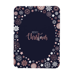 Moderne Roos Gold Snowflakes Winter Kerstmis Magneet
