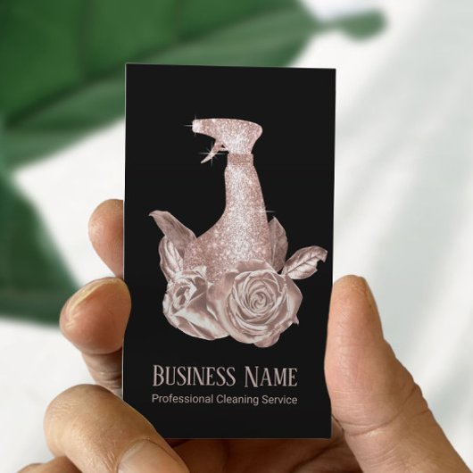 Moderne Roos Gold Spray Bottle & Flowers Visitekaartje