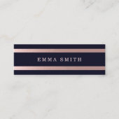 Moderne Roos Gold Striped Chic Blue Elegant Luxury Mini Visitekaartje (Voorkant)