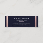 Moderne Roos Gold Striped Chic Blue Elegant Luxury Mini Visitekaartje (Achterkant)