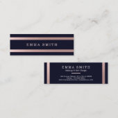 Moderne Roos Gold Striped Chic Blue Elegant Luxury Mini Visitekaartje (Voorkant / Achterkant)
