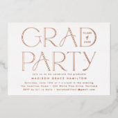Moderne Roos Gold Typografie Graduation Party Folie Uitnodiging (Voorkant)