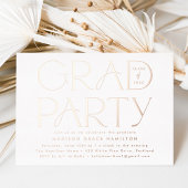 Moderne Roos Gold Typografie Graduation Party Folie Uitnodiging