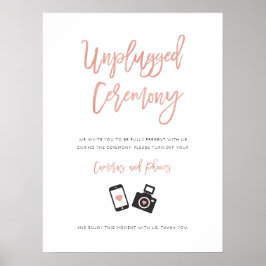 Moderne Roos Gold Unplugged Wedding Ceremony Poster