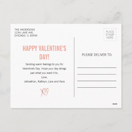 Moderne Roos Gold Valentijn Briefkaart (Achterkant)