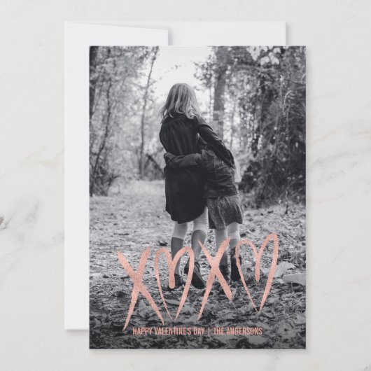 Moderne Roos Gold Valentijn foto-kaart Feestdagenkaart (Voorkant)